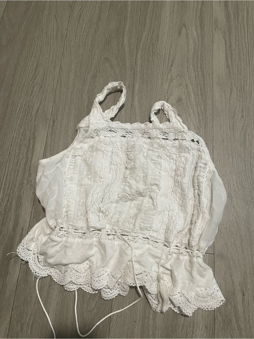 Lucky Brand White Lace-Trim Sleeveless Crochet Top